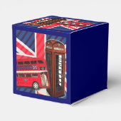 Retro Union Jack London Bus rode telefooncel Bedankdoosjes (Achterkant)