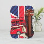 Retro Union Jack London Bus rode telefooncel Kaart (Staand voorkant)