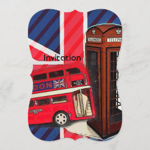 Retro Union Jack London Bus rode telefooncel Kaart