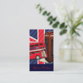 Retro Union Jack London Bus rode telefooncel Visitekaartje (Staand voorkant)