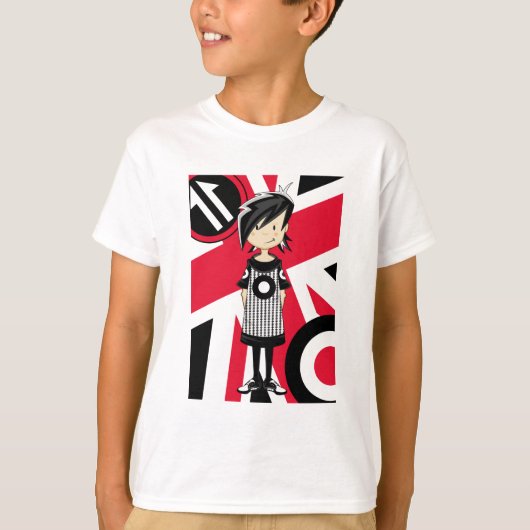 Retro Union Jack Mod Girl T-shirt (Voorkant)