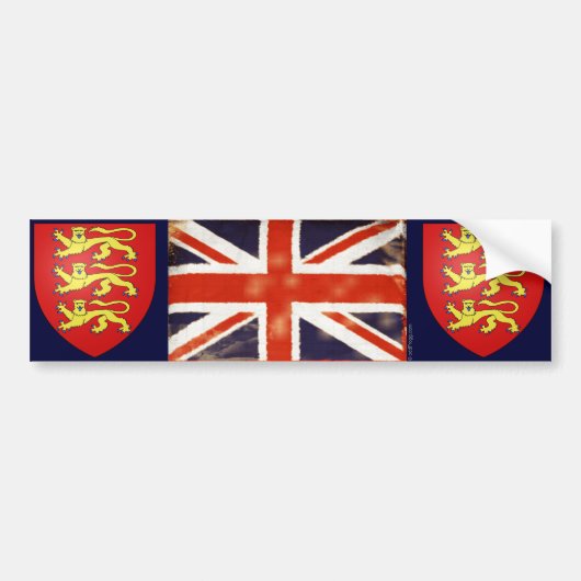 Retro Union Jack Wapensticker Bumpersticker (Voorkant)