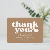 Retro Union Light Brown Camel Wedding Dank je Kaart (Staand voorkant)