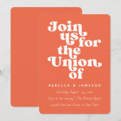 Retro Union Persimmon Oranje bruiloft Kaart (Voorkant / Achterkant)