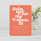 Retro Union Persimmon Oranje bruiloft Kaart (Staand voorkant)