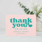 Retro Union Pink and Blauwgroen Weddenschap Hartel Kaart (Staand voorkant)