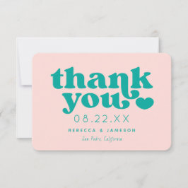 Retro Union Pink and Blauwgroen Weddenschap Hartel Kaart