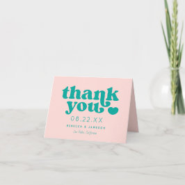Retro Union Pink and Blauwgroen Weddenschap Hartel Kaart