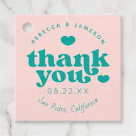 Retro Union Pink and Blauwgroen Wedding Dank u Bedankjes Labels