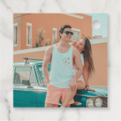 Retro Union Pink and Blauwgroen Wedding Dank u Bedankjes Labels (Achterkant)