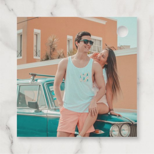 Retro Union Pink and Blauwgroen Wedding Dank u Bedankjes Labels (Achterkant)