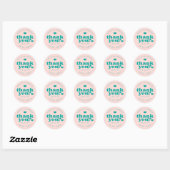 Retro Union Pink and Blauwgroen Wedding Dank u Ronde Sticker (Vel)