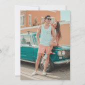 Retro Union Pink and Blauwgroen Wedding Save The Date (Achterkant)