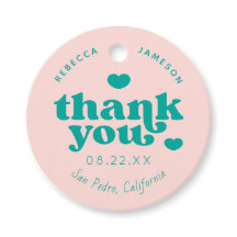 Retro Union Roze en Blauwgroen bruiloft Dank u Fav