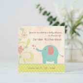 Retro Unisex Elephant Baby shower Kaart (Staand voorkant)