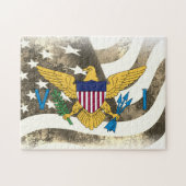 Retro United States and Maagdeneilanden Flag USVI Legpuzzel (Horizontaal)