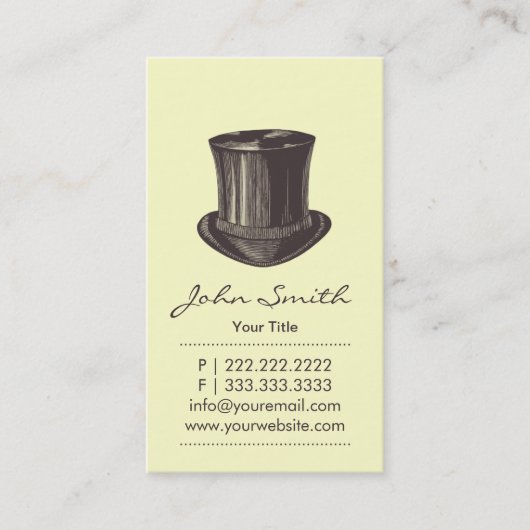 Retro Upper Class Top Hat Calling Card Contactkaartje (Voorkant)