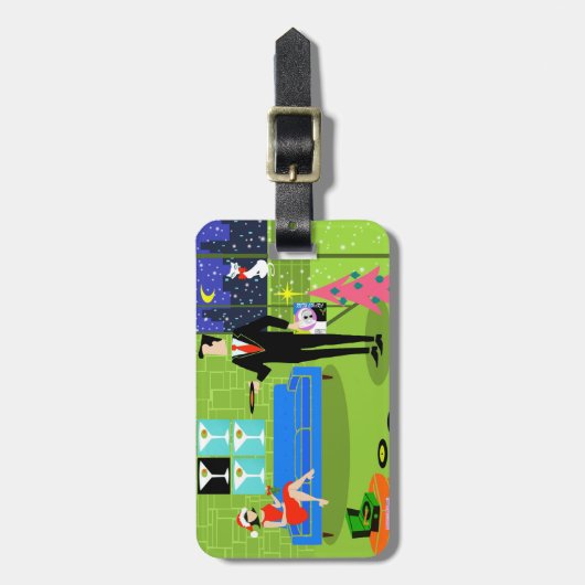 Retro Urban Bagagelabel met kerstparen (Voorkant verticaal)