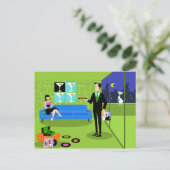 Retro Urban Cartoon Couple Briefkaart (Staand voorkant)