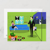 Retro Urban Cartoon Couple Briefkaart (Voorkant / Achterkant)