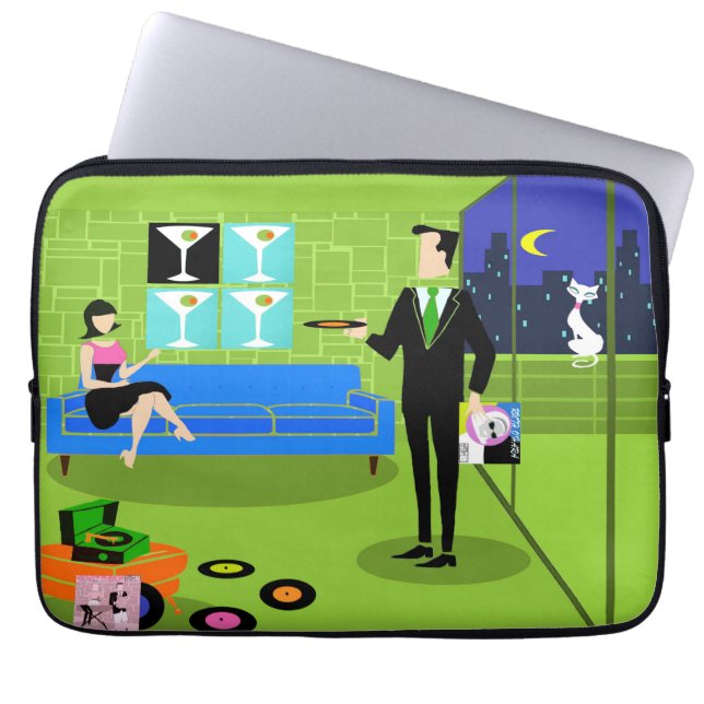 Retro Urban Cartoon Couple Computer Bag Laptop Sleeve (Voorkant)