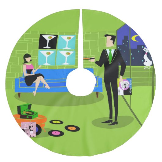 Retro Urban Cartoon Couple kerstboomrok Kerstboom Rok (Voorkant)