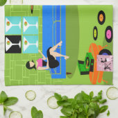 Retro Urban Cartoon Couple Kitchen Towel Theedoek (Gevouwen)