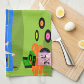 Retro Urban Cartoon Couple Kitchen Towel Theedoek (Quarter Fold)