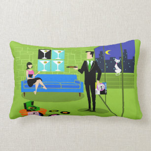 Retro Urban Cartoon Couple Lumbar Pillow Kussen