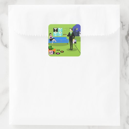 Retro Urban Cartoon Couple Stickers (Tas)