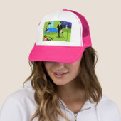 Retro Urban Cartoon Couple Trucker Hat Pet (In situ)