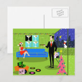 Retro Urban Christmas Couple Briefkaart (Voorkant / Achterkant)