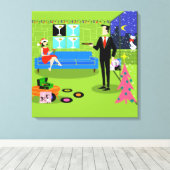 Retro Urban Christmas Paar Uitgerekt Canvas (Insitu (Houten vloer))