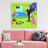Retro Urban Christmas Paar Uitgerekt Canvas (Insitu (Woonkamer))