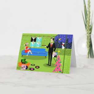 Retro Urban Couple kerstkaart Feestdagen Kaart