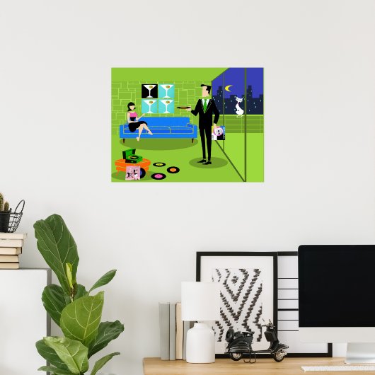 Retro Urban Couple Poster (Thuiskantoor)