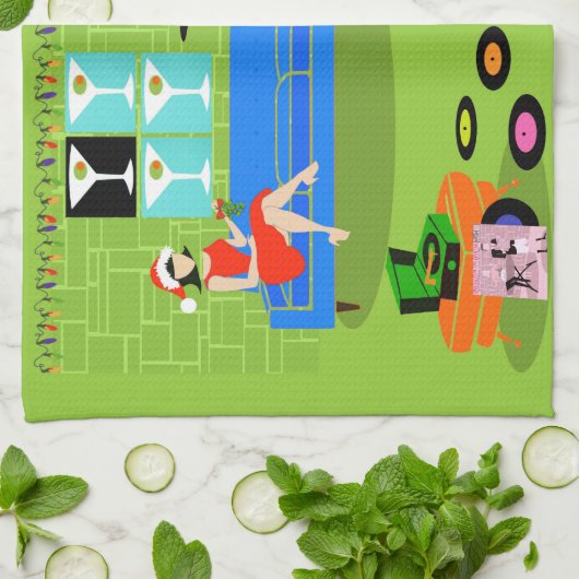 Retro Urban-kerstkeukenhanddoeken Theedoek (Gevouwen)