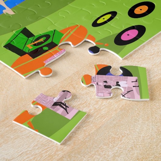 Retro Urban-kerstpaar Puzzle Legpuzzel (Zijkant)