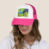 Retro Urban-kerstparapest Trucker Hat Pet (In situ)