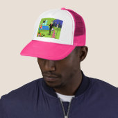 Retro Urban-kerstparapest Trucker Hat Pet (In situ)