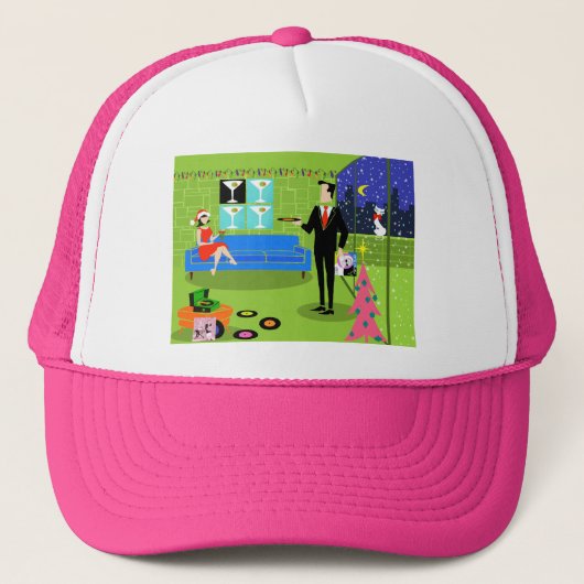 Retro Urban-kerstparapest Trucker Hat Pet (Voorkant)