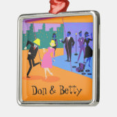 Retro Urban Rooftop Party kerstversiering Metalen Ornament (Links)