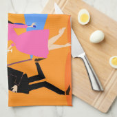 Retro Urban Rooftop Party Kitchen Towel Theedoek (Quarter Fold)