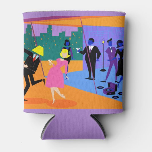 Retro Urban Rooftop Party Koelbox Blikjeskoeler (Voorkant)