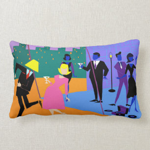 Retro Urban Rooftop Party Lumbar Pillow Kussen