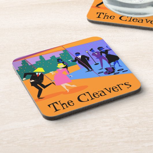 Retro Urban Rooftop Party Plastic Onderzetters (Linkerzijde)