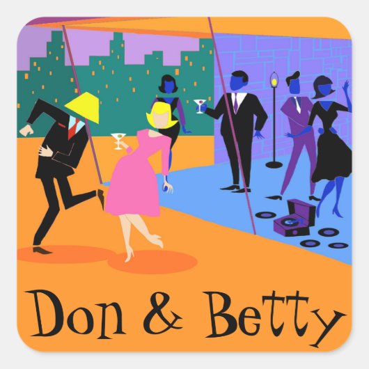  Retro Urban Rooftop Party Stickers (Voorkant)
