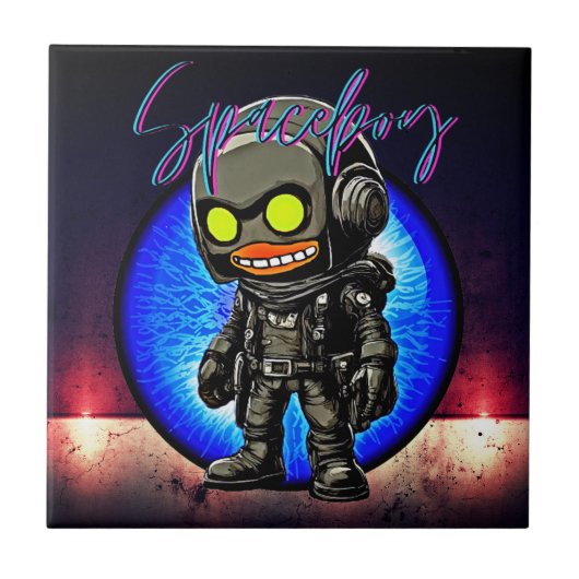 Retro Urban Steampunk Esthetiek - Spaceboy Fantasy Tegeltje (Voorkant)