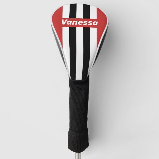 Retro Urban Zebra Speld Strepen met Naam Golfheadcover (Voorkant)
