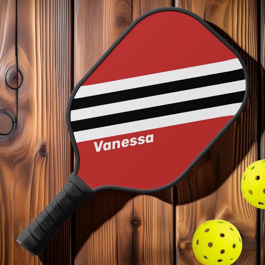 Retro Urban Zebra Strepen met naam Pickleball Paddle